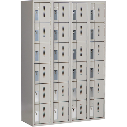 Concorde Heavy-Duty Lockers, 6 -tier, Bank of 4, 48" x 18" x 72", Steel, Grey, Welded (Assembled) OSI Industrial Sales