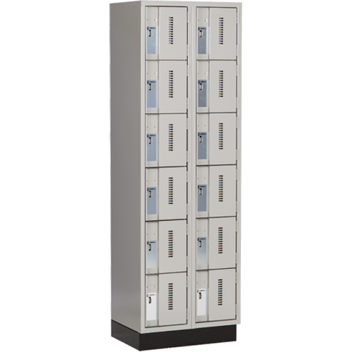 Concorde Heavy-Duty Lockers, 6 -tier, Bank of 2, 24" x 18" x 76", Steel, Grey, Welded (Assembled) OSI Industrial Sales