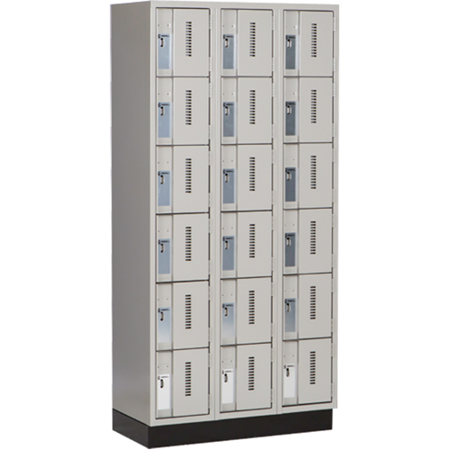 Concorde Heavy-Duty Lockers, 6 -tier, Bank of 3, 36" x 18" x 76", Steel, Grey, Welded (Assembled) OSI Industrial Sales