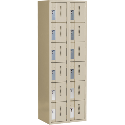 Concorde Heavy-Duty Lockers, 6 -tier, Bank of 2, 24" x 18" x 72", Steel, Beige, Welded (Assembled) OSI Industrial Sales