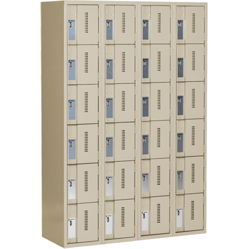 Concorde Heavy-Duty Lockers, 6 -tier, Bank of 4, 48" x 18" x 72", Steel, Beige, Welded (Assembled) OSI Industrial Sales