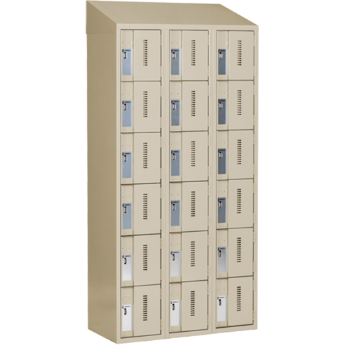 Concorde Heavy-Duty Lockers, 6 -tier, Bank of 3, 36" x 18" x 78", Steel, Beige, Welded (Assembled) OSI Industrial Sales
