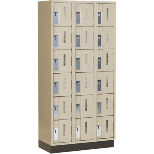 Concorde Heavy-Duty Lockers, 6 -tier, Bank of 3, 36" x 18" x 76", Steel, Beige, Welded (Assembled) OSI Industrial Sales