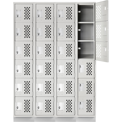 Assembled Clean Line Perforated Economy Lockers, 6 -tier, Bank of 4, 18" x 72" x 12", Steel OSI Industrial Sales