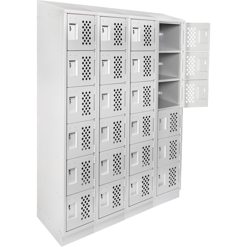 Assembled Clean Line Perforated Economy Lockers, 6 -tier, Bank of 4, 18" x 72" x 12", Steel OSI Industrial Sales