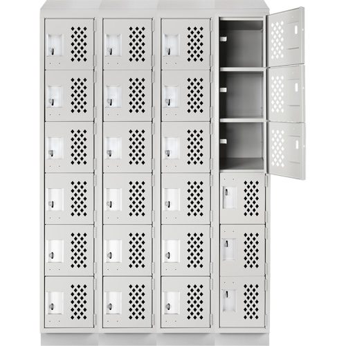 Assembled Clean Line Perforated Economy Lockers, 6 -tier, Bank of 4, 18" x 72" x 12", Steel OSI Industrial Sales