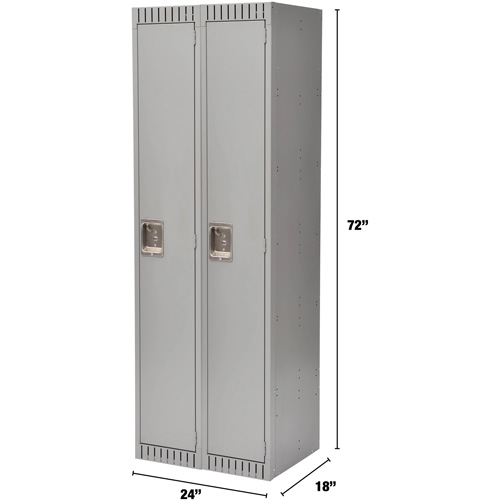 Lockers, Bank of 2, 24" x 18" x 72", Steel, Grey, Knocked Down OSI Industrial Sales