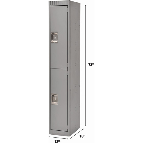 Lockers, 2 -tier, 12" x 18" x 72", Steel, Grey, Knocked Down OSI Industrial Sales