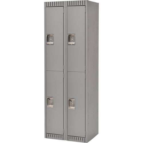 Lockers, 2 -tier, Bank of 2, 24" x 18" x 72", Steel, Grey, Knocked Down OSI Industrial Sales