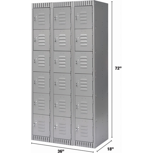Casiers, 6 niveaux, Bloc de 3, 36" x 18" x 72", Acier, Gris, D&eacute;mont&eacute; OSI Industrial Sales
