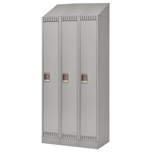Assembled Lockers, Bank of 3, 36" x 18" x 72", Steel, Grey, Rivet (Assembled) OSI Industrial Sales