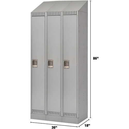 Lockers, Bank of 3, 36" x 18" x 86", Steel, Grey, Knocked Down OSI Industrial Sales