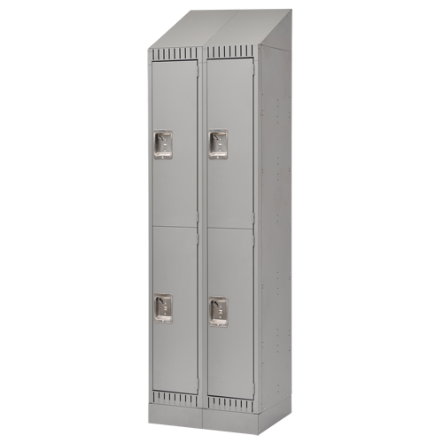 Lockers, 2 -tier, Bank of 2, 24" x 18" x 86", Steel, Grey, Knocked Down OSI Industrial Sales