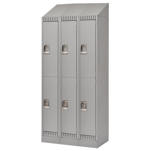 Casiers, 2 niveaux, Bloc de 3, 36" x 18" x 86", Acier, Gris, D&eacute;mont&eacute; OSI Industrial Sales