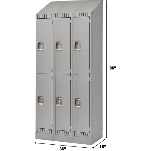 Casiers, 2 niveaux, Bloc de 3, 36" x 18" x 86", Acier, Gris, D&eacute;mont&eacute; OSI Industrial Sales