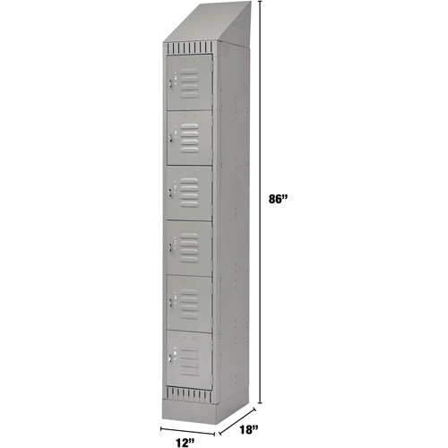 Lockers, 6 -tier, 12" x 18" x 86", Steel, Grey, Knocked Down OSI Industrial Sales