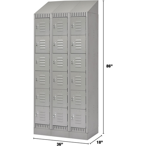Casiers, 6 niveaux, Bloc de 3, 36" x 18" x 86", Acier, Gris, D&eacute;mont&eacute; OSI Industrial Sales