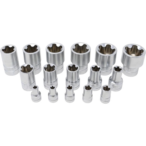 5-Point EPR Torx Socket Set, 16 Pieces, 1/4"/3/8"/1/2" Drive Size OSI Industrial Sales
