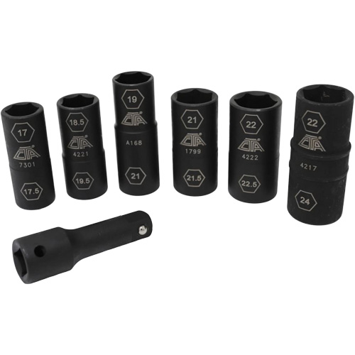Half Metric Flip Socket Set, 7 Pcs, Impact, 1/2" Drive Size, Deep OSI Industrial Sales