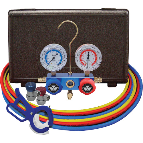 Dual Manifold Gauge Set with Manual Couplers & 3-in-1 Side Mount Can Tap Valve OSI Industrial Sales