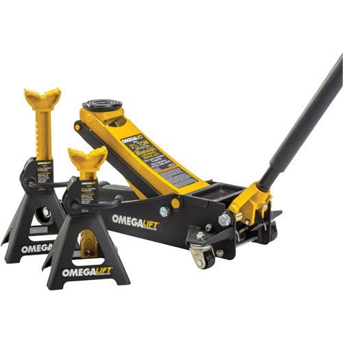 Ensemble cric datelier Magic Lift et chandelles, 3 tonne(s)/2,5 tonne(s) Capacit&eacute;, 3-7/20" Abaiss&eacute;e, 19-3/10" &eacute;lev&eacute;e, Hydraulique &agrave; main OSI Industrial Sales