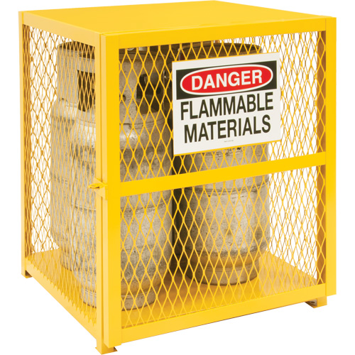 Gas Cylinder Storage Cabinet, 4 Cylinder Capacity, 30" W x 30" D x 35" H, Yellow OSI Industrial Sales