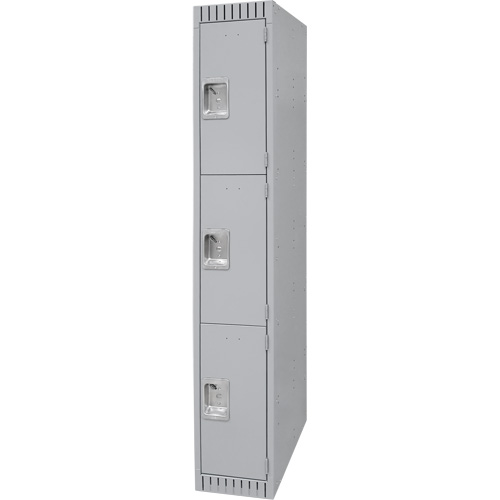 Lockers, 3 -tier, 12" x 18" x 72", Steel, Grey, Knocked Down OSI Industrial Sales