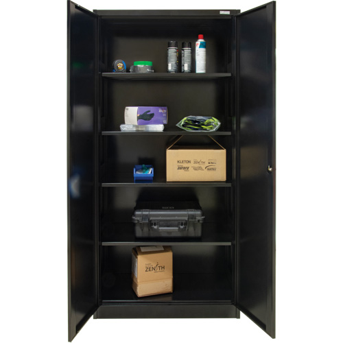 Armoire de rangement Hi-Boy, Acier, 4 Tablettes, 72" h x 36" la x 18" P, Noir OSI Industrial Sales