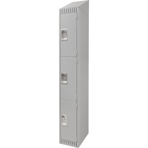 Lockers, 3 -tier, 12" x 18" x 82", Steel, Grey, Knocked Down OSI Industrial Sales