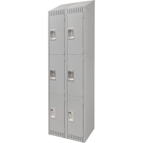 Lockers, 3 -tier, Bank of 2, 24" x 18" x 82", Steel, Grey, Knocked Down OSI Industrial Sales