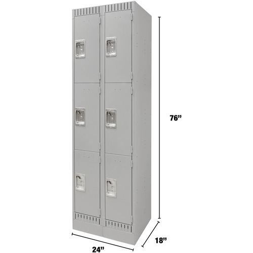 Casiers, 3 niveaux, Bloc de 2, 24" x 18" x 76", Acier, Gris, D&eacute;mont&eacute; OSI Industrial Sales