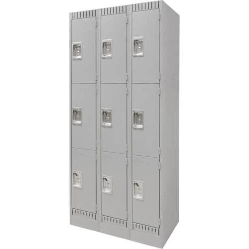 Casiers, 3 niveaux, Bloc de 3, 36" x 18" x 76", Acier, Gris, D&eacute;mont&eacute; OSI Industrial Sales