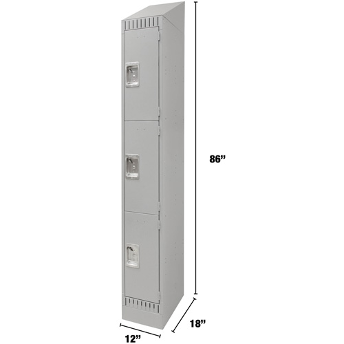 Lockers, 3 -tier, 12" x 18" x 86", Steel, Grey, Knocked Down OSI Industrial Sales
