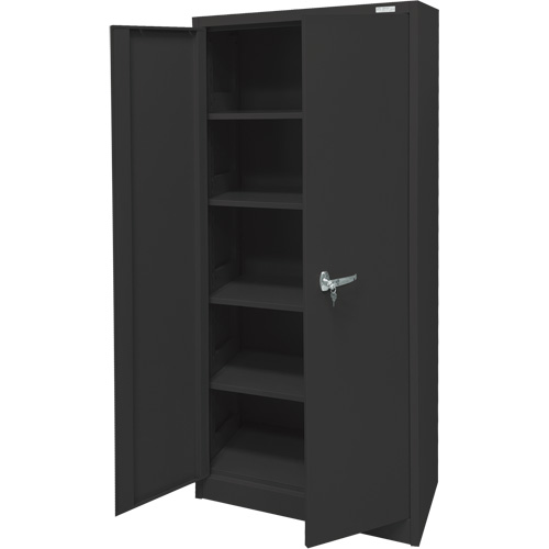 Storage Cabinet, Steel, 4 Shelves, 66" H x 30" W x 15" D, Black OSI Industrial Sales