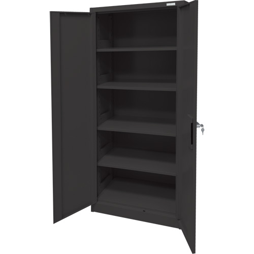 Storage Cabinet, Steel, 4 Shelves, 66" H x 30" W x 15" D, Black OSI Industrial Sales
