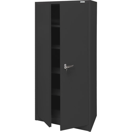 Storage Cabinet, Steel, 4 Shelves, 66" H x 30" W x 15" D, Black OSI Industrial Sales
