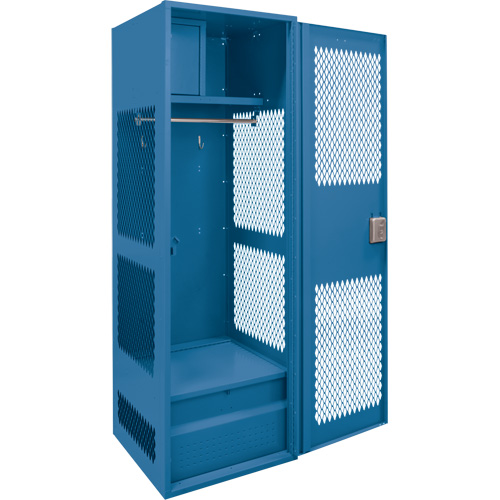 Casier pour &eacute;quipement avec porte, Acier, 24" la x 18" p x 72" h, Bleu fonc&eacute; OSI Industrial Sales