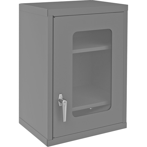 Wall-Mountable Storage Cabinet with Clearview Doors, 26-15/16" H x 18-1/8" W x 13-11/16" D, 2 Shelves, Steel, Grey OSI Industrial Sales