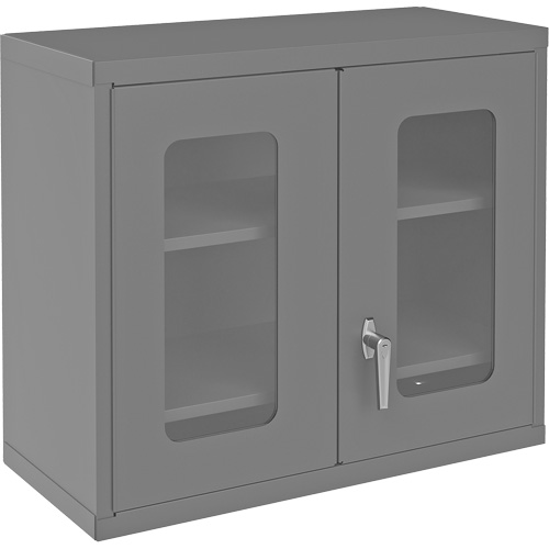Wall-Mountable Storage Cabinet with Clearview Doors, 26-15/16" H x 29-7/8" W x 13-11/16" D, 2 Shelves, Steel, Grey OSI Industrial Sales