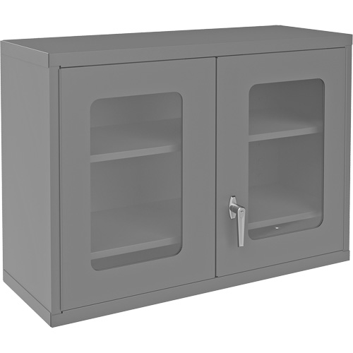 Wall-Mountable Storage Cabinet with Clearview Doors, 26-15/16" H x 35-7/8" W x 13-11/16" D, 2 Shelves, Steel, Grey OSI Industrial Sales