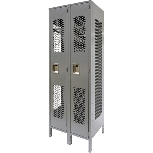 Vented Lockers, Bank of 2, 24" x 18" x 78", Steel, Grey, Knocked Down, Perforated OSI Industrial Sales