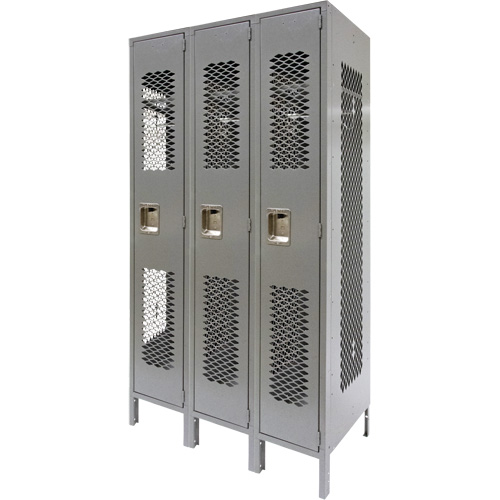 Casiers ventil&eacute;s, Bloc de 3, 36" x 18" x 78", Acier, Gris, D&eacute;mont&eacute;, Perfor&eacute; OSI Industrial Sales