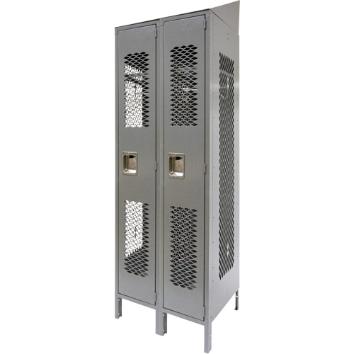 Casiers ventil&eacute;s, Bloc de 2, 24" x 18" x 88", Acier, Gris, D&eacute;mont&eacute;, Perfor&eacute; OSI Industrial Sales