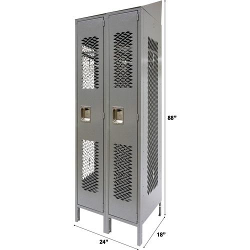 Casiers ventil&eacute;s, Bloc de 2, 24" x 18" x 88", Acier, Gris, D&eacute;mont&eacute;, Perfor&eacute; OSI Industrial Sales