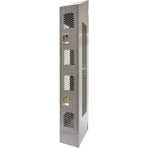 Casiers ventil&eacute;s, 2 niveaux, 12" x 18" x 88", Acier, Gris, D&eacute;mont&eacute;, Perfor&eacute; OSI Industrial Sales