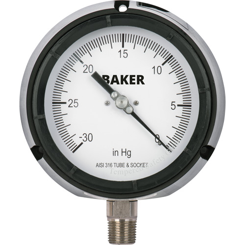 Pressure Gauge, 4-1/2" , 30" 0 Hg Vac., Bottom Mount, Liquid Filled Analogue OSI Industrial Sales