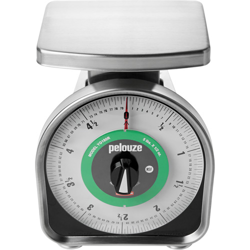 Pelouze Mechanical Portion Control Scale, 5 lbs. / 2.3 kg Cap., 10 g / 0.5 oz. Graduations OSI Industrial Sales