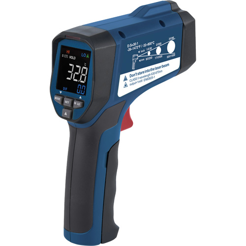 Professional Infrared Thermometer, -26 - 1472° F ( -32 - 800° C ), 30:1, Adjustable Emmissivity OSI Industrial Sales