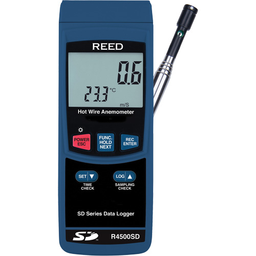 Thermo-Anemometer, Data Logging, 0.2 to 25.0 m/sec Air Velocity Range OSI Industrial Sales