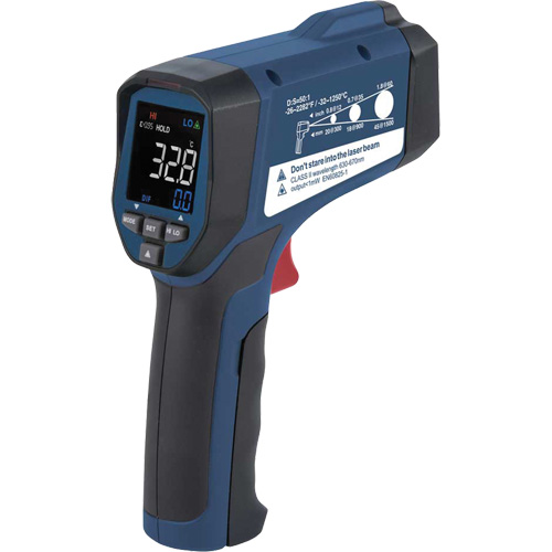 Infrared Thermometer with ISO Certificate, -26°- 2282° F ( -32° - 1250° C ), 50:1, Adjustable Emmissivity OSI Industrial Sales